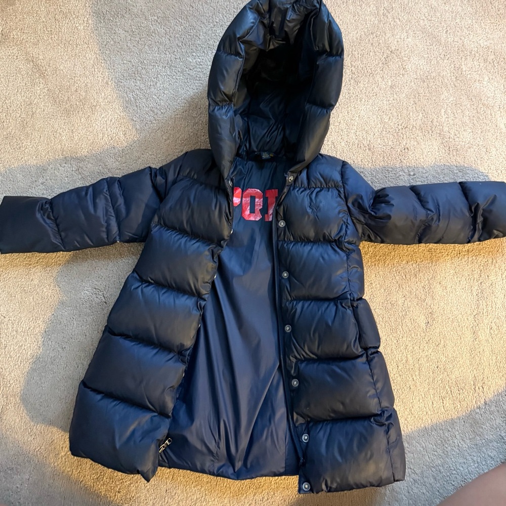 Polo by Ralph Lauren Blue Quilted Puffer Jacket with Insulated Hood 4T